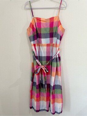 Kate Spade Colorful Cottagecore Strap Maxi Dress Plaid Feminine Mod Stretch